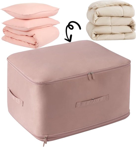 Ultra ruimtebesparende zelfcompressie organizer, zware dekbed opbergtas vouw grote capaciteit zelfcompressie bewegende organizer tassen voor dekbedden, kleding, dekens (grijs, XL (54 x 42 x 60 cm