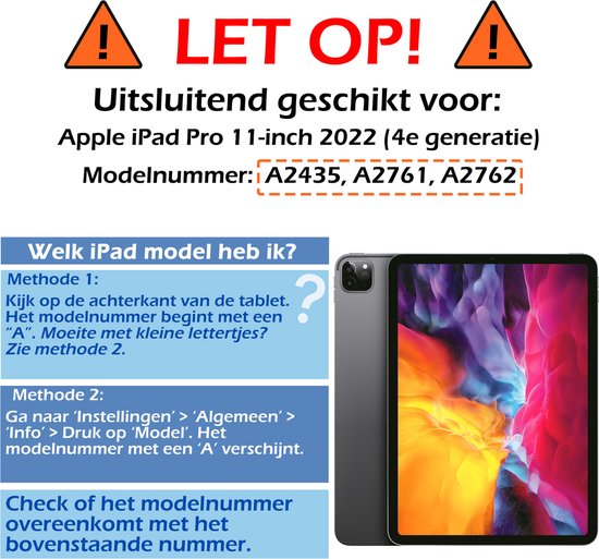 Étui adapté pour iPad Pro 2022 (11 pouces) Case Bumper Adapté aux Kids Étui pour enfants - Étui adapté pour iPad Pro 11 pouces (2022) Étui antichoc - Zwart