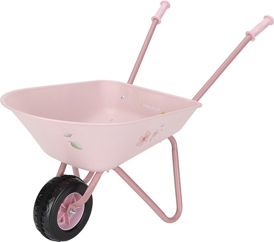 Roze Little Dutch kruiwagen met bloemen en libel print.