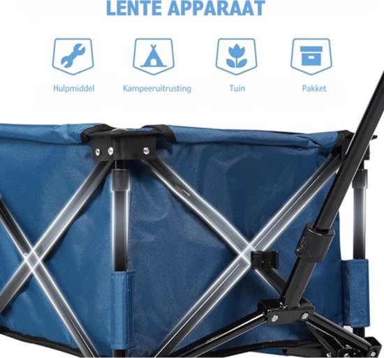 Bolderkar Opvouwbaar Luchtbanden - Bolderwagen Voor Alle Terreinen - Boodschappenwagen Met 100Kg Belastbaarheid - Strandkar Met Verstelbare Handgreep - Tuinkar - Blauw - ‎90 x 47 x 30,5 cm van Bolderkar — afbeelding 5