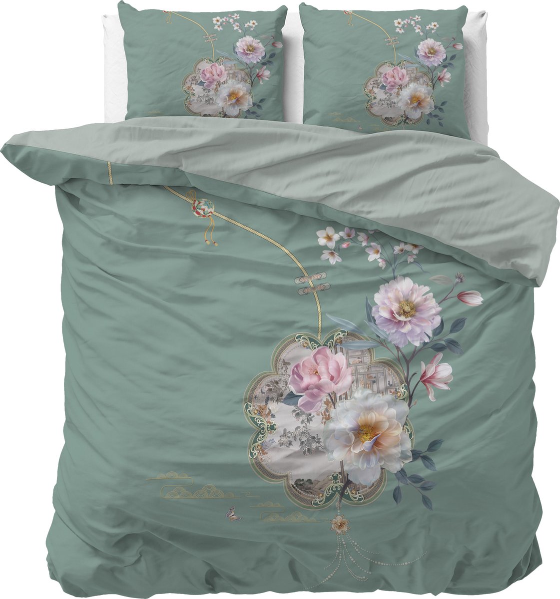 Sleeptime Lyra Dekbedovertrek - Lits-Jumeaux - 240X200/220 + 2 x kussenslopen 60x70 - Groen