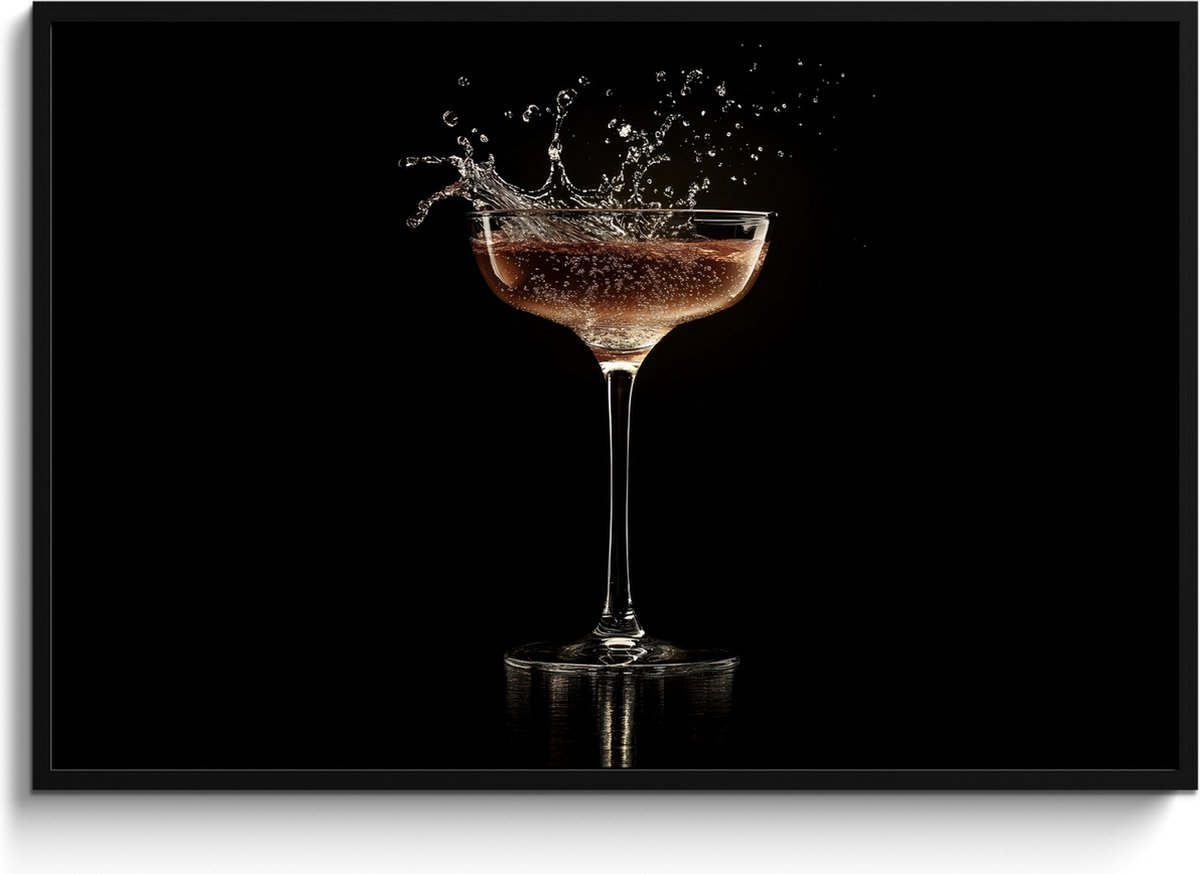 FrameYourWall Fotolijst inclusief poster - Posterlijst 120x80 cm - Posters - Cocktail - Zwart - Spetters - Glas - Foto in lijst - Keuken decoratie muur - Wanddecoratie accessoires - Muurdecoratie - Schilderijen Cocktail - Spetters