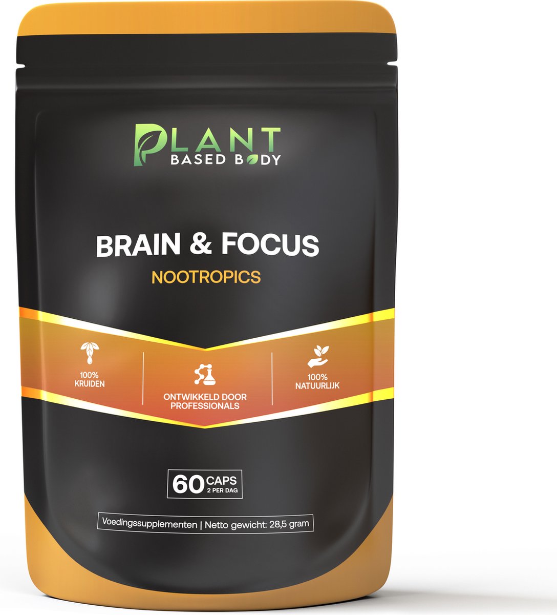 Goedkoopste Plant Based Body - Concentratie Pillen - Brain & Focus - Nootropic - met o.a. Ginkgo Biloba - Bacopa monnieri - Rhodiola Rosea - Studeerpillen - Examen - Natuurlijk - Paddenstoelen en Kruiden - Alternatief Cafeïne en Awshagandha - 60 Vegan Capsules