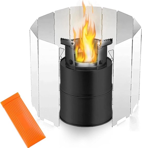 Pare-vent Pliable Pour Réchaud De Camping - Aluminium, 10 Lamelles, Protection Contre Le Vent