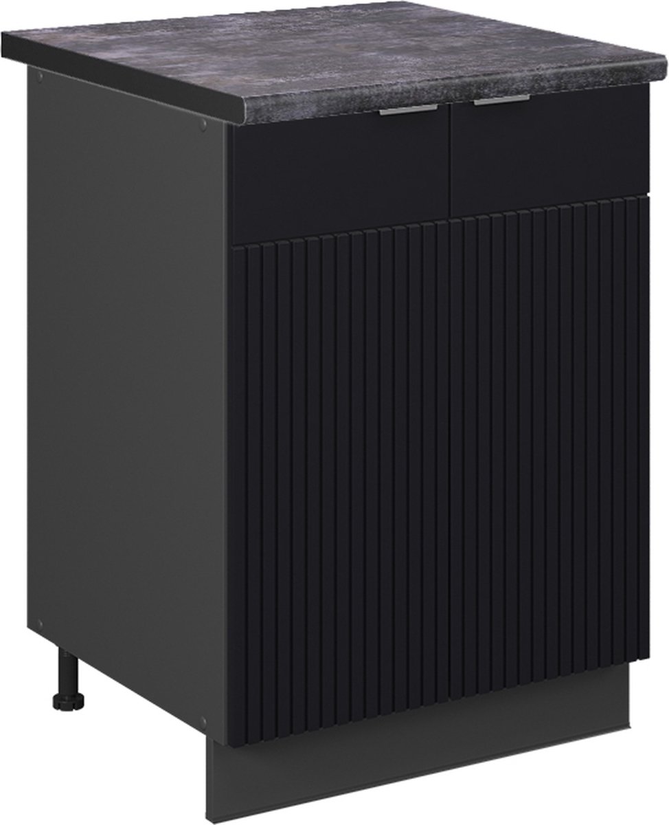 Vicco Fame-Line Keukenonderkast – 60 cm, WB Antraciet Zwart gestreept Zwart gestreept/Antraciet