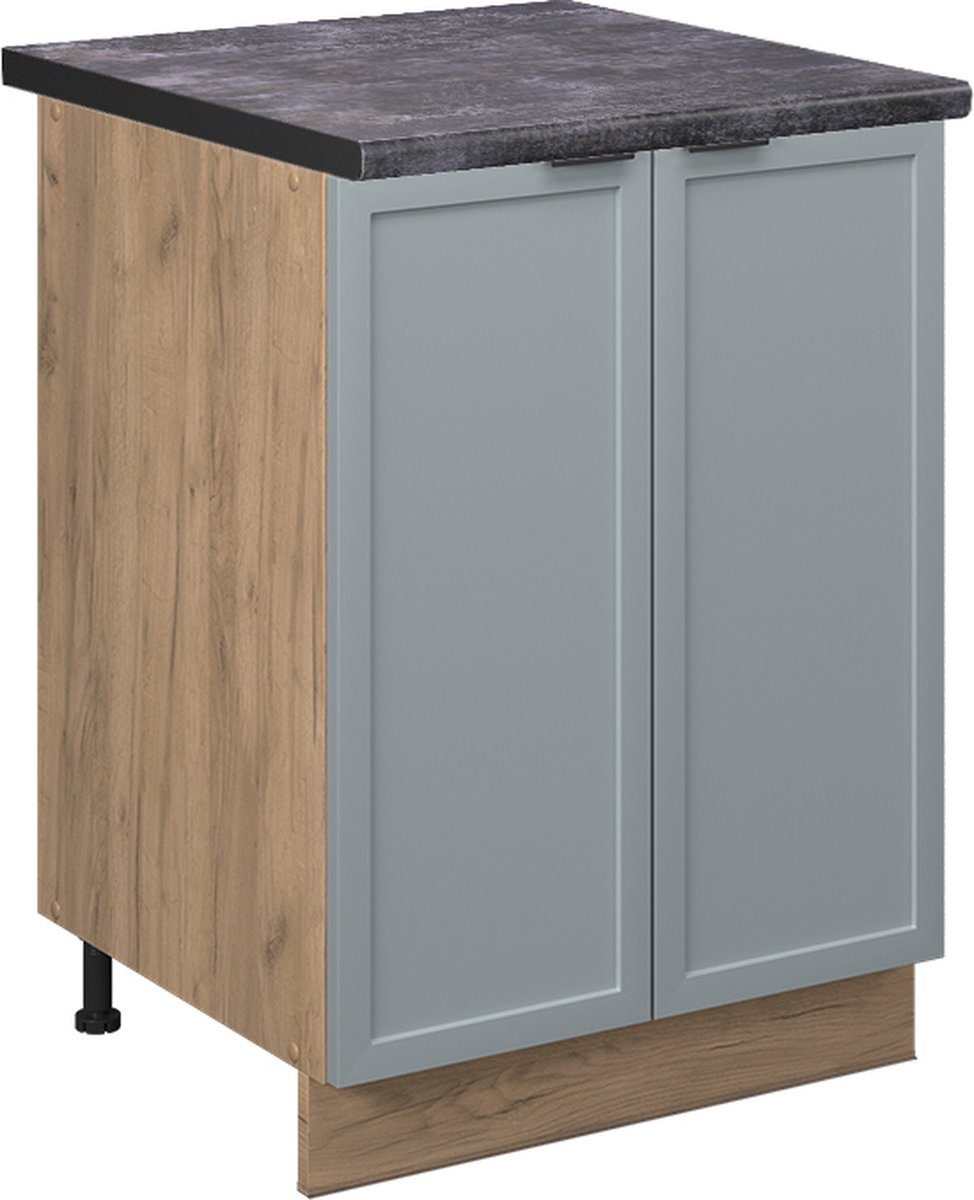 Vicco Fame-Line Keukenonderkast – 60 cm, WB Antraciet Licht blauw-grijs Licht blauw-grijs/Goudkleurig Eiken