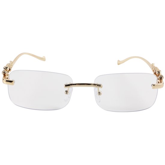 Glazou® - Zonnebril - Frame loos|Randloze Zonnebril | Doorzichtige zonnebril - Festival Bril - Heren - Dames - Luipaard - Panter | Goud | Transparant — afbeelding 3