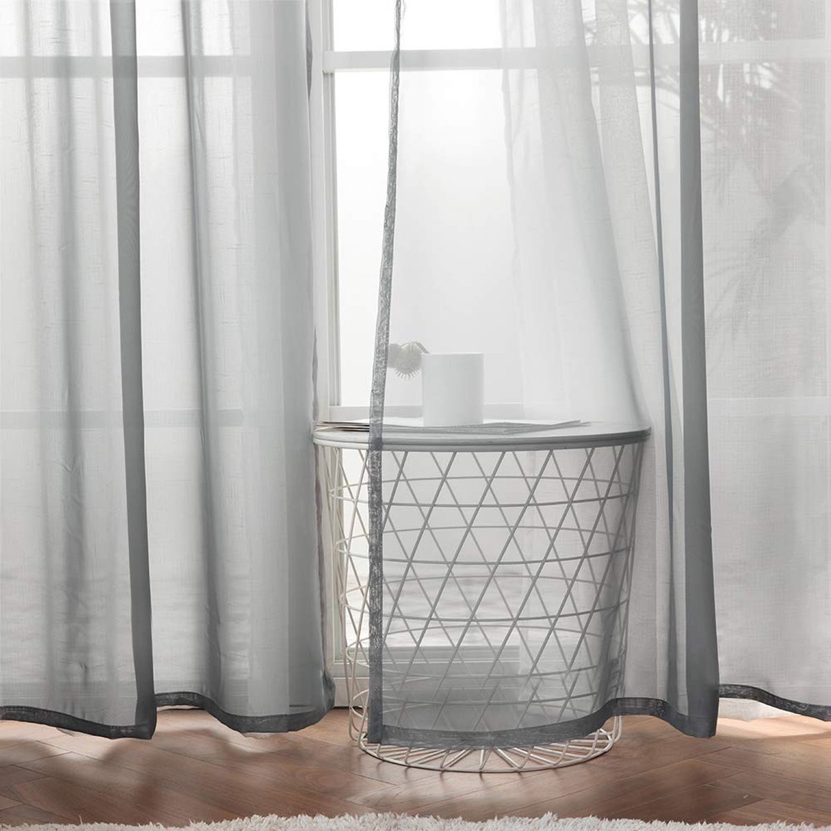 Goodivery ® Gezellige en Elegante Transparante Gordijnen voor Woon- en Slaapkamer, Set van 2, Donkergrijs, 280 x 140 cm