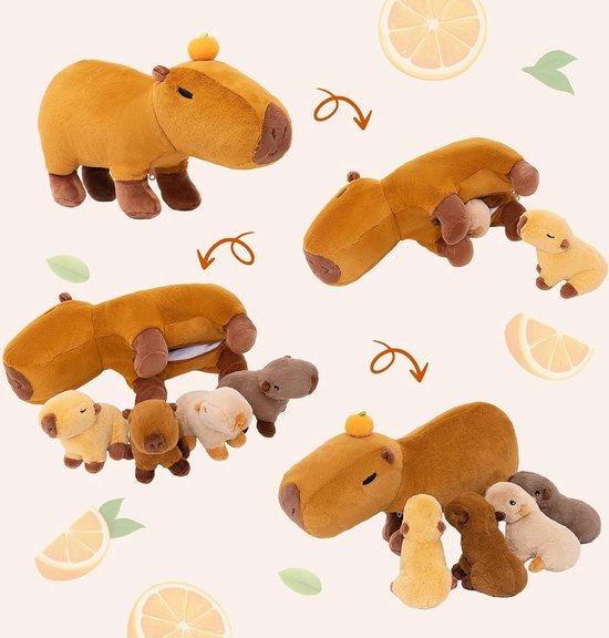 Capybara Knuffel – 25 Cm Zacht Pluche Speelgoed Met Feesthoed En Stropdas, Ideaal Cadeau Voor Kinderen