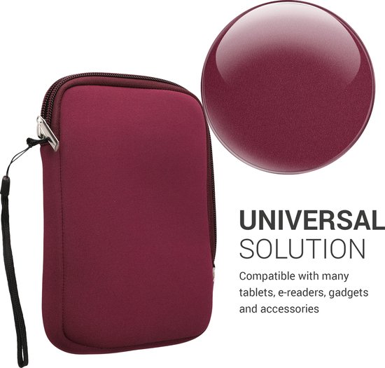kwmobile Neoprene e-Reader Pouch Size 6" eReader - Universal eBook Sleeve Case with Zipper - Berry van kwmobile — afbeelding 2