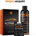 Nette verpakking van VCTPARTS auto accessoires: een doos, een fles shampoo en een zakje.