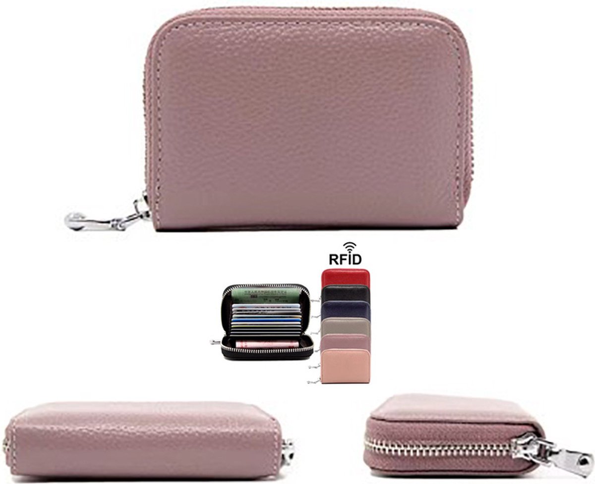 Actie4you® - Dames Portemonnee met RFID Anti-Skim Bescherming – Kunstleder – Voor 10 Pasjes – Voor Briefgeld – Kaarthouder – Met Rits - Licht Paars