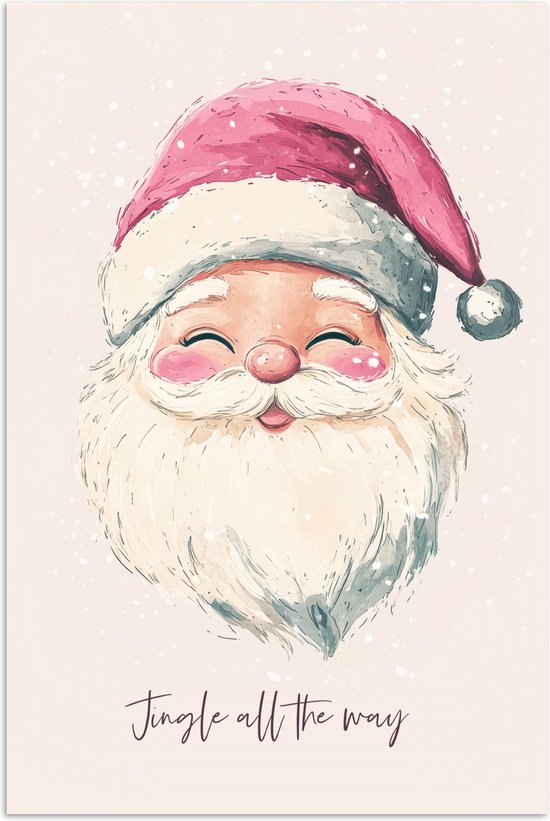 Poster 60x90 cm - Kerstman - Kerst - Quote - Beige - Posters - Kamer decoratie - Wanddecoratie woonkamer - Kerstdecoratie voor binnen - Kerstversiering - Kerstmis versiering in huis - Kerstaccessoires