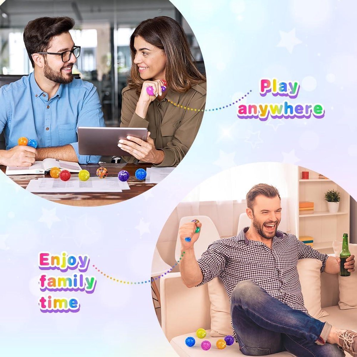 DENGZI Fidget Toy Balle Anti-Stress Sensory Squeeze Ball Coloré Ball DENGZI Fidget Toy Balle Anti-Stress Sensory Squeeze Ball Coloré Ball