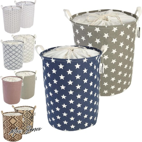 Mrs. Jones LessMo Wasmand trekkoord opbergsorteerder opvouwbare pop-up wasmanden waterdicht rond katoenen linnen verdikt 45 cm medium .