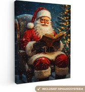 Canvas schilderij 30x40 cm - Wanddecoratie Kerstman - Kerst - Winter - Kerstboom - Muurdecoratie woonkamer - Slaapkamer decoratie - Kamer accessoires - Schilderijen op canvas - Kerstdecoratie voor binnen - Kerstversiering - Kerstmis versiering