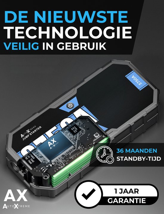 AutoXtreme F40-3750A 12V Jumpstarter - Jumpstarter voor auto - Jumpstarters - Starthulp - Startkabels met accu - Accu booster - cadeau man