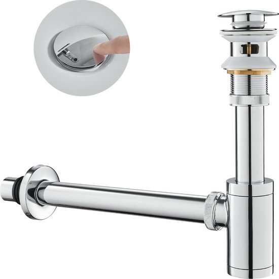 Inovra ® Universeel Sifon Flessenvalset voor Wastafel met Overloop en