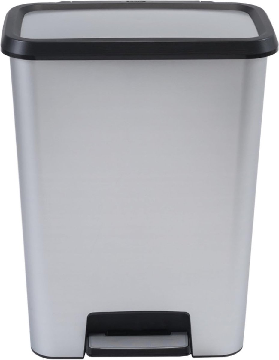Goedkoopste Pedaalemmer met deksel en voetpedaal - 50 liter kunststof afvalemmer voor modern interieur
