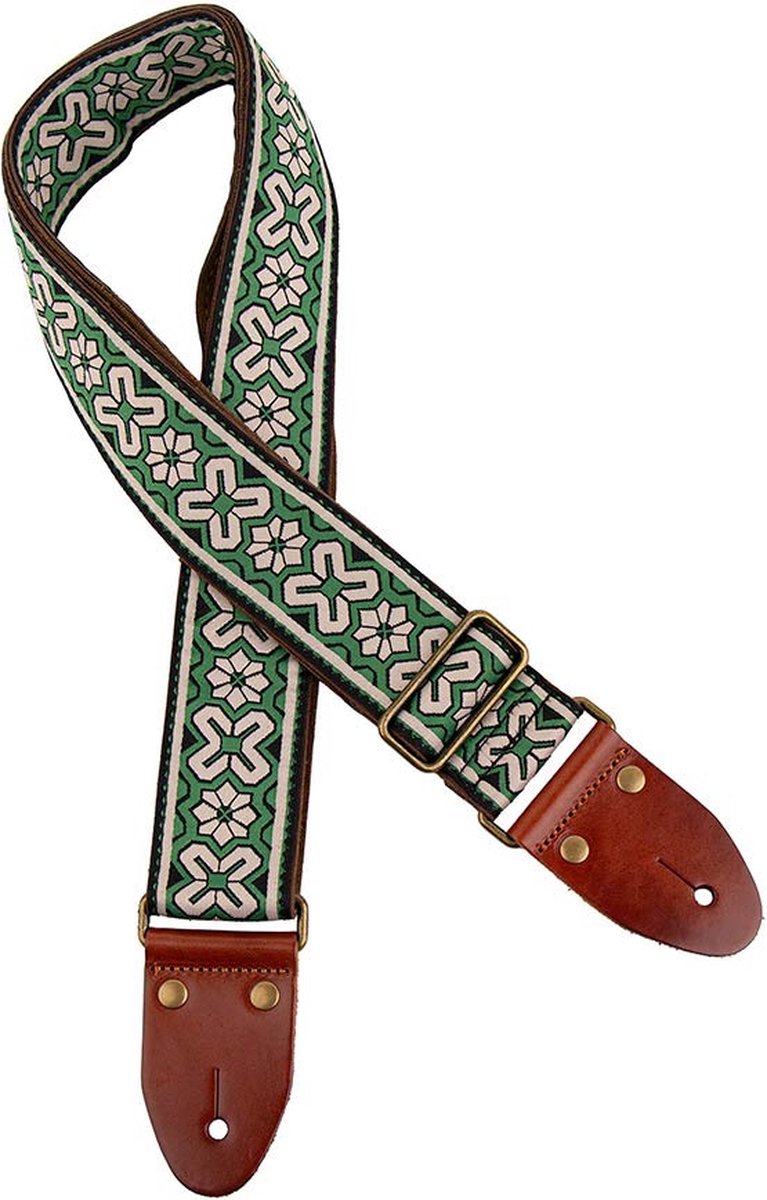 Gaucho GST-1283-2 Classic Jacquard Serie gitaarriem groen/wit