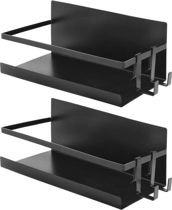 Set Van 4 Kruidenrekken, Kruidenrek, Wandmetaal, Geen Boren Met 8 Zelfklevende Haken En Schroeven Kruidenrek Voor Keukenkastdeur Zwart 29 X 6 8 X 6 5 Cm