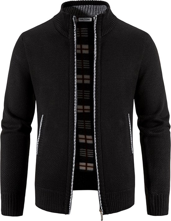 Baileys vest opstaande kraag beige rits effen wol textuur