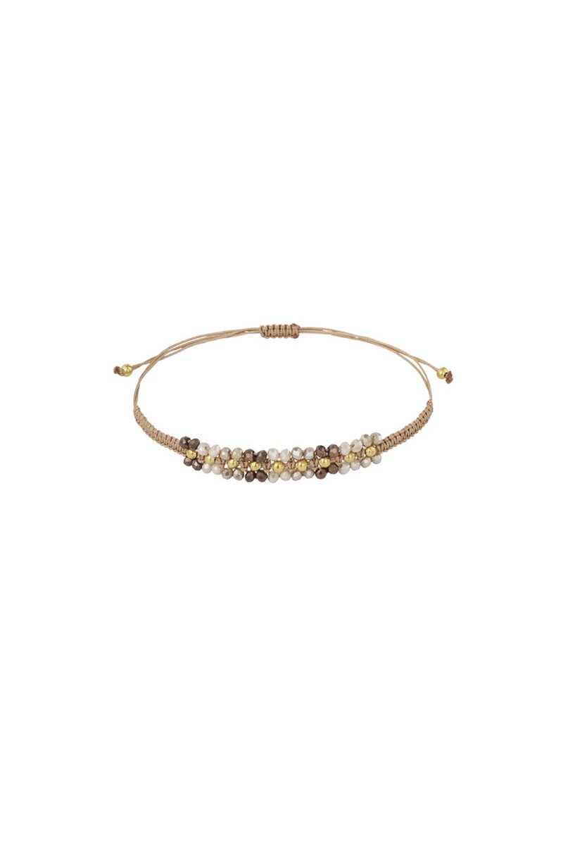 Bijoutheek Armband (Sieraad) Kleine Kralen Touw Beige