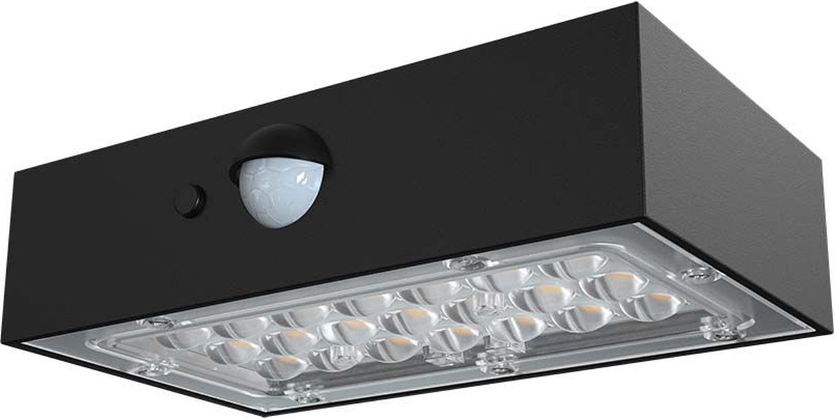 V-TAC VT-403-B wandlamp op zonne-energie - Sensor - IP65 - Zwarte behuizing - 3 Watt - 350
