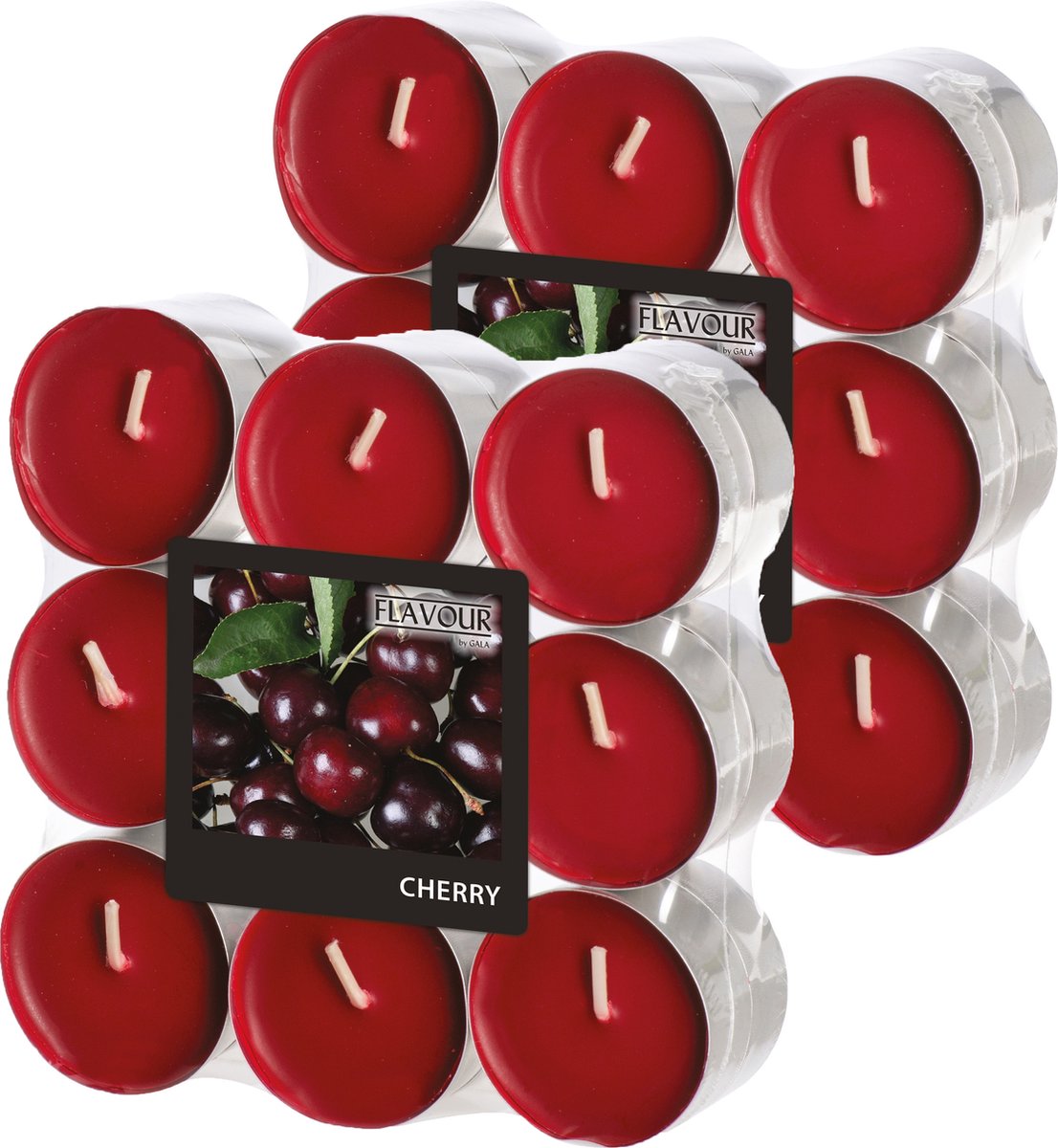 Conpax Candles Geur theelichtjes/waxinelichtjes - 36x - Cherry aroma - 4,5 branduren Kersenrood