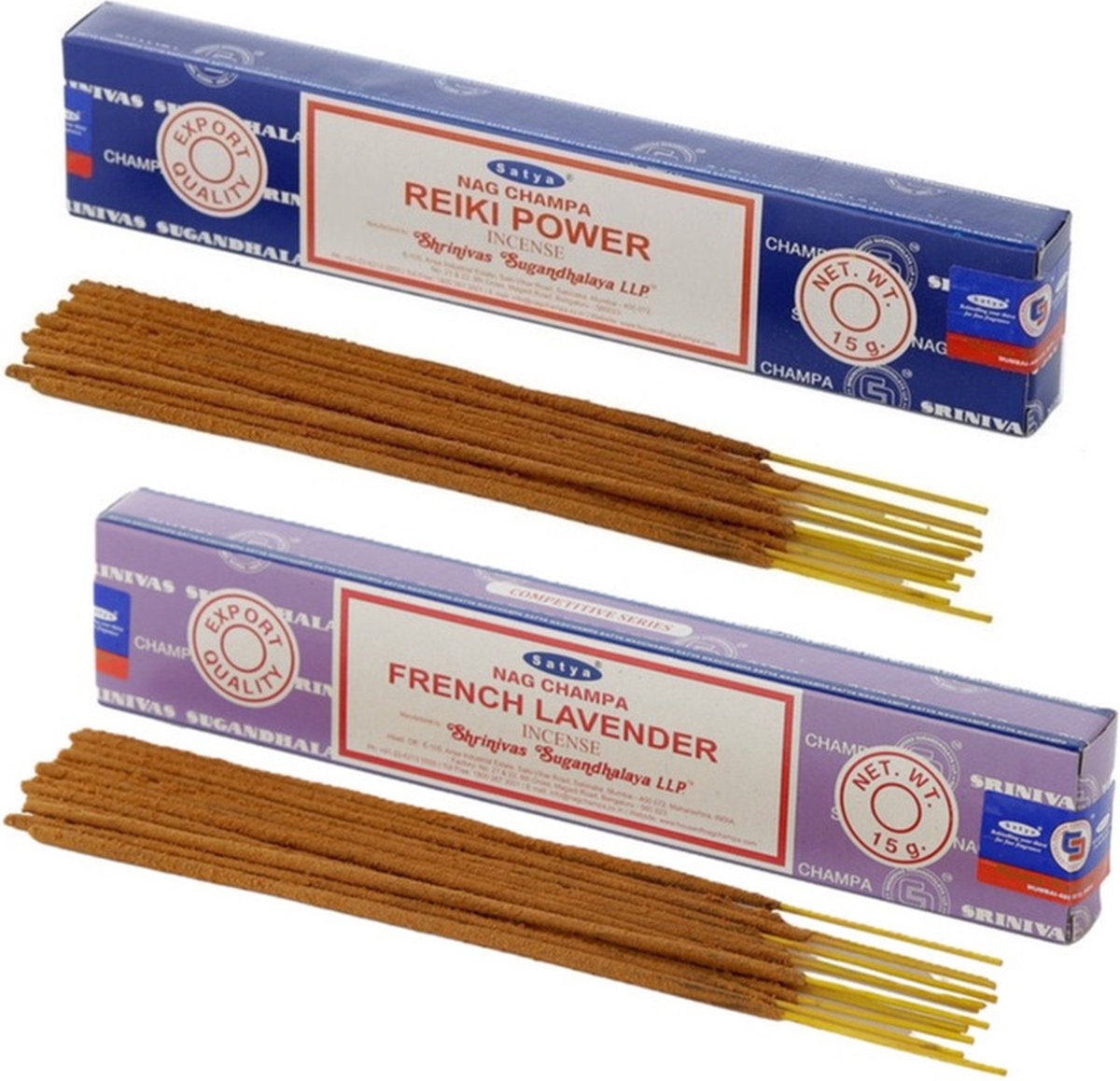 Satya Wierook cadeauset - 2x geurstokjes - Reiki Power en Lavendel geur - Meditatie Lavender paars