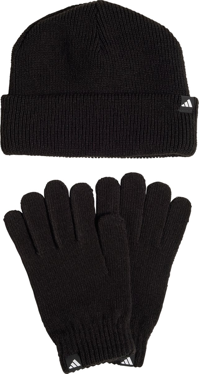 adidas Sportswear Handschoenen + Beanie Set Unisex – Volwassenen /L Zwart
