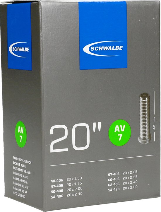 Schwalbe AV7 - Binnenband Fiets - Auto Ventiel - 40 mm - 40/62 - 406 - 20 x 1.50/2.50 inch van Schwalbe — afbeelding 5