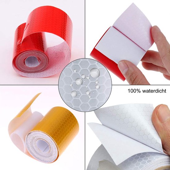 Lot De 3 Rouleaux Adhésifs Réfléchissants – Rouge, Blanc, Jaune – 5 M X 2 Cm, PVC Imperméable, Sécurité Nuit