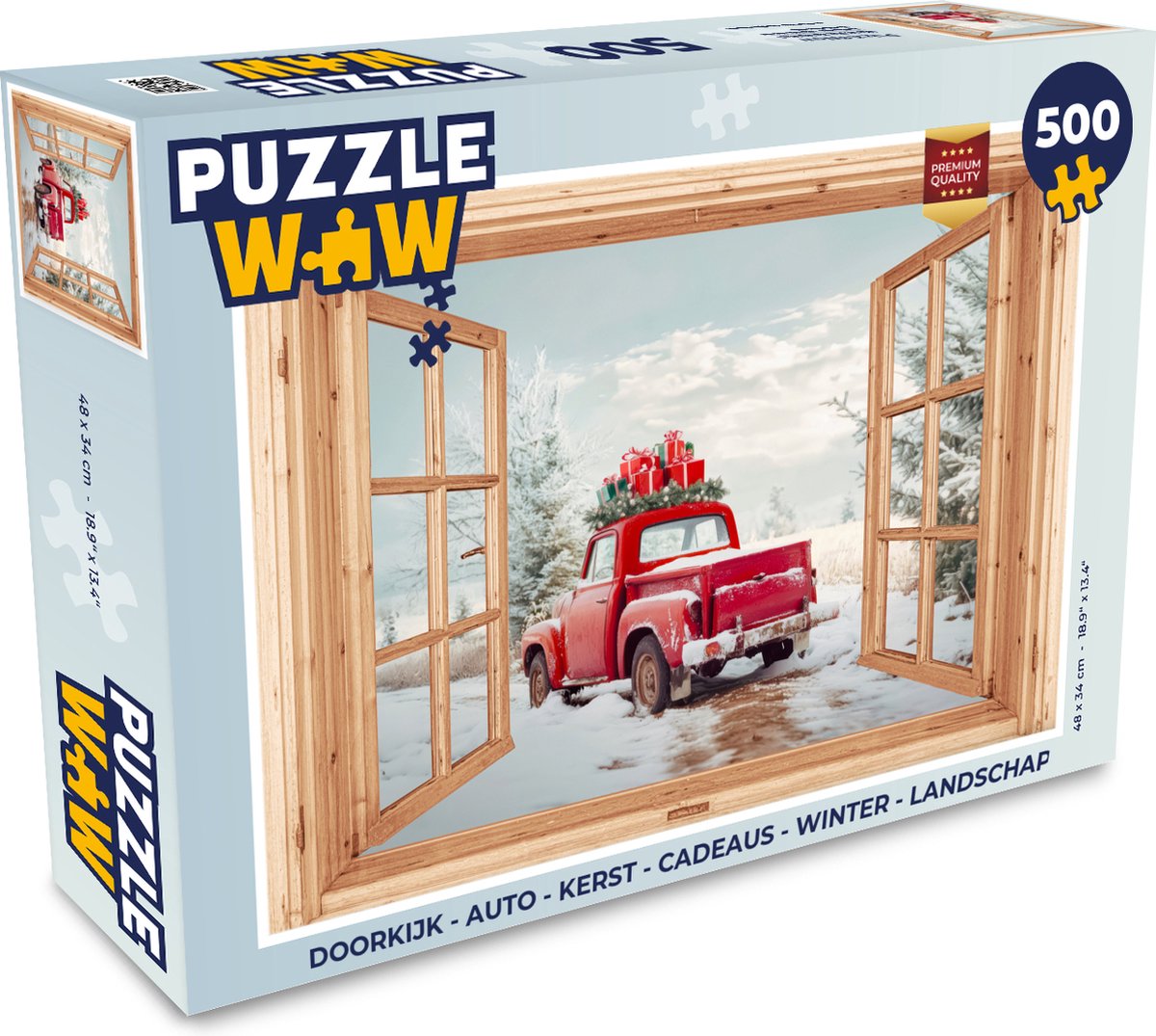 Puzzel Doorkijk - Auto - Kerst - Cadeaus - Winter - Landschap - Legpuzzel - Puzzel 500 stukjes - Kerst - Cadeau - Kerstcadeau voor mannen, vrouwen en kinderen