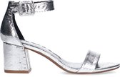 Sacha - Dames - Zilveren metallic sandalen met blokhak - Maat 39