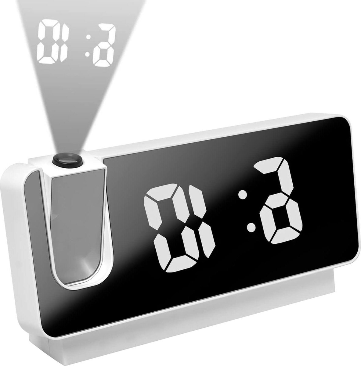 Mrs. Jones Projectiewekker radiowekker digitale wekker - 180 graden draagbare wekker met groot 73 inch led-display - USB digitale wekker temperatuurweergave .