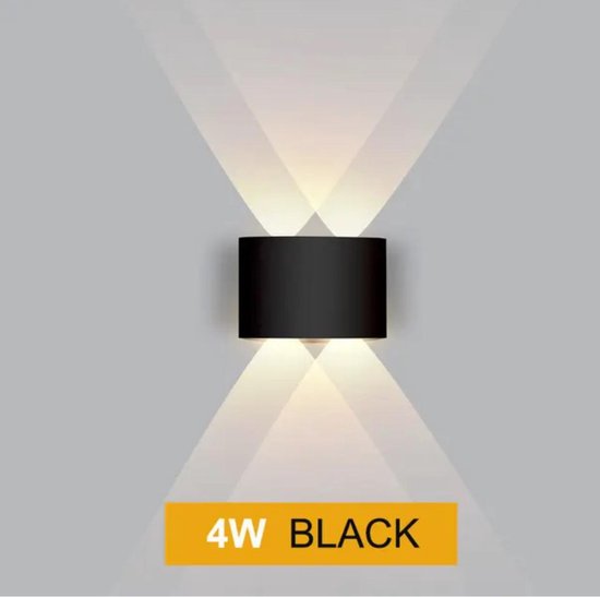 Calex Falerna Wandlamp, voor Buiten & Binnen, Warm Wit up & down Licht, oplaadbare accu, Draadloos, Dimbaar, Waterdicht, Zwart, 6‑pack