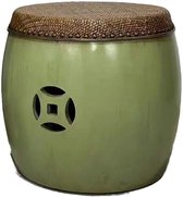 Fine Asianliving Table d'Appoint Chinoise en Bamboe Vintage Vert D39xH41cm Meubles Chinois Armoire Orientale