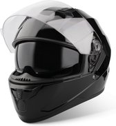 VINZ Kennet Integraalhelm met Zonnevizier - Scooterhelm, Motorhelm - Heren & Dames - ECE Keurmerk - Glans Zwart - XL