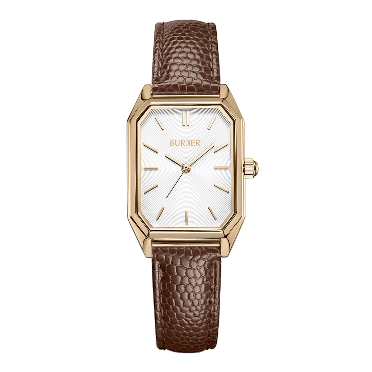 BURKER Isabell Horloge Dames - Rechthoekig - Goud Bruin - Leren Band - 28 mm