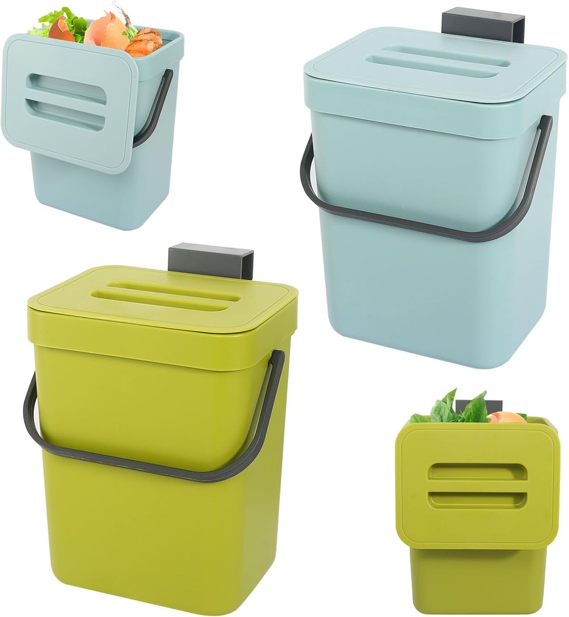 Goedkoopste Inovra ® Praktische Set van 2 Hangende Keukenafvalbakken met Odor Control