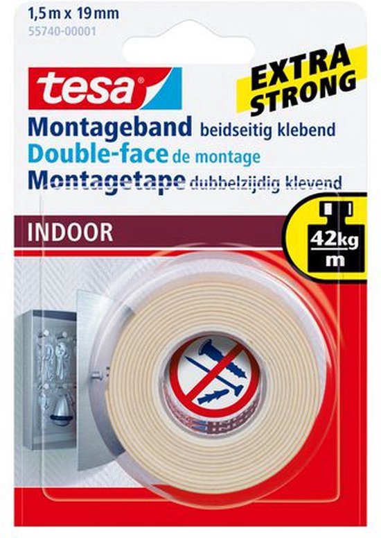 Tesa Montagetape Indoor - 1,5 m x 19 mm
