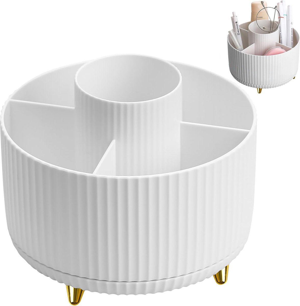 Goedkoopste YONO Make Up Organizer - 360º Draaibaar M - Skincare Organizer - Parfum Houder - Wit