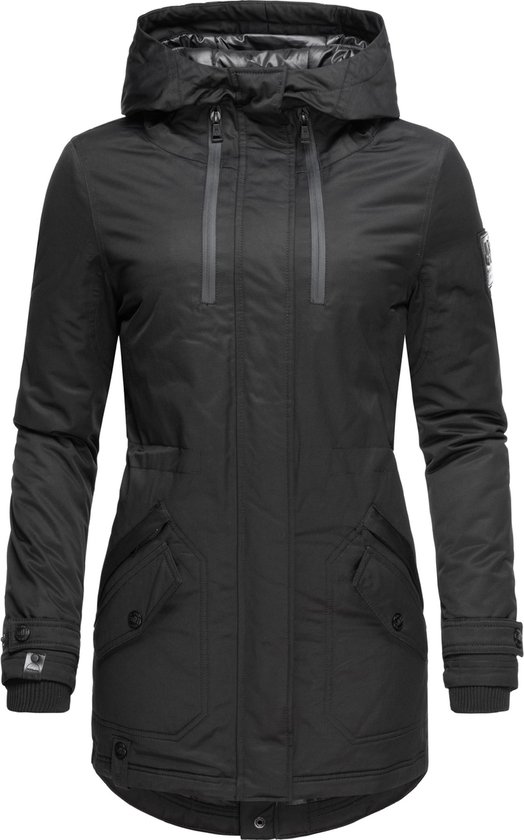 Confortable & Coupe-vent : Navahoo Avrille - Veste d'hiver Femme - Adulte - Longue - À capuche - Zwart - XS