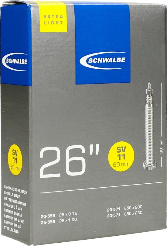 Schwalbe SV11 X-Light - Binnenband Fiets - Frans Ventiel - 26 x 1 (650 x 18 - 23C) van Schwalbe — afbeelding 4