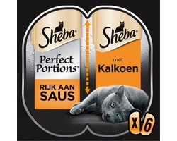 Sheba Perfect Portions Adult 6x37.5 g - Kattenvoer - Kalkoen&Saus