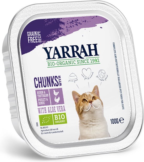 Yarrah Bio Kattenvoer Chunks Kip - Kalkoen 100 gr