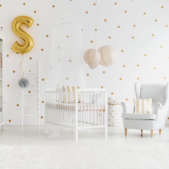 Muursticker stippen goud 50 stickers  | muurstickers dots voor babykamer of kinderkamer |
