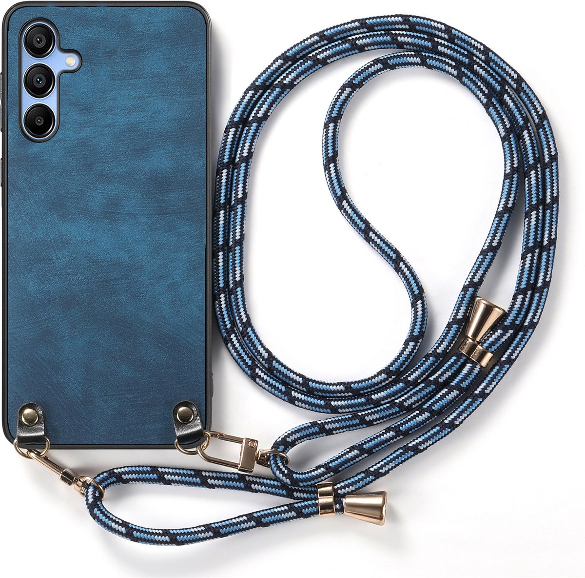 Hybride Backcover met Verstelbare/Afneembare Schouderband + Screenprotector voor Galaxy A55 _ Blauw