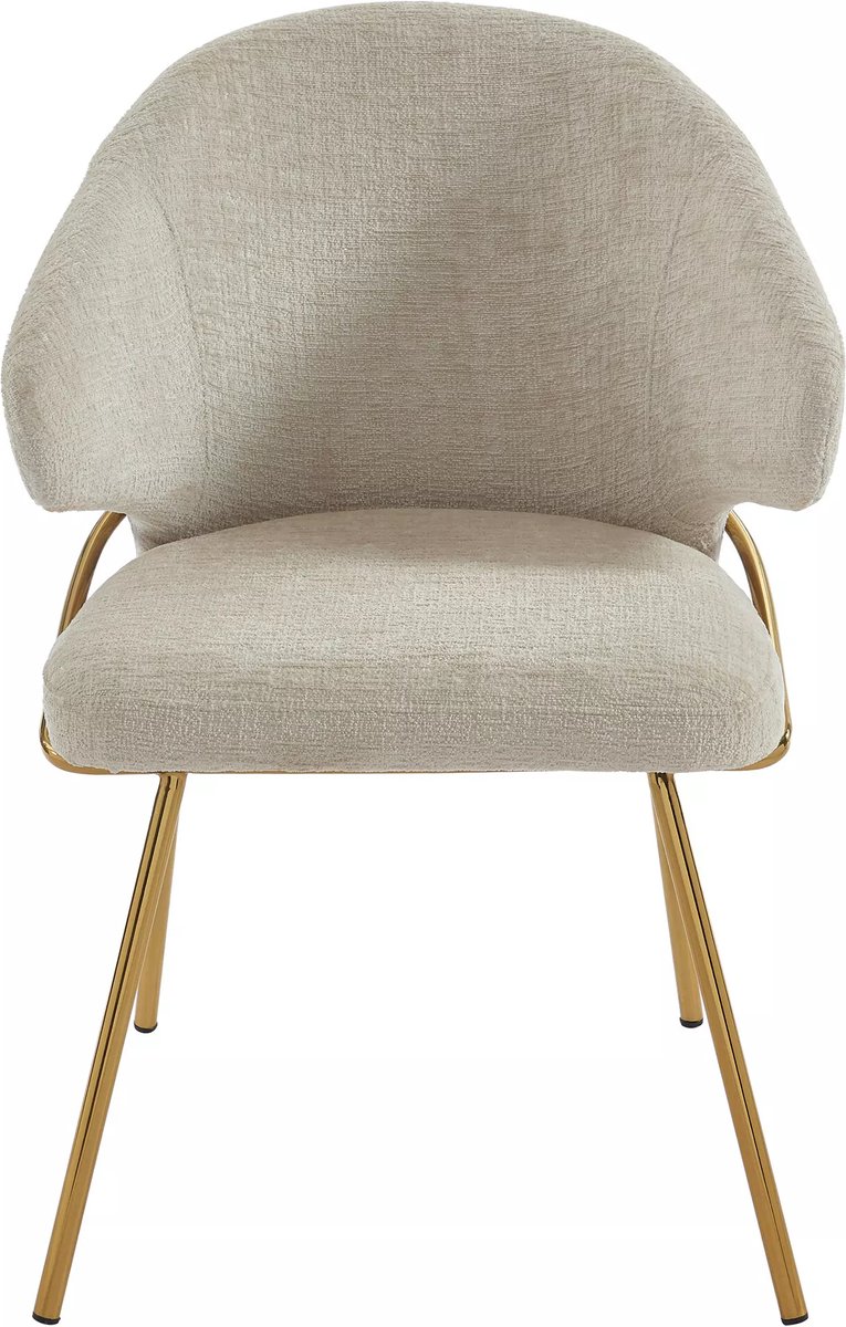 Vente-unique Set van 2 stoelen van stof en goudkleurig metaal - Beige - LUXIVA